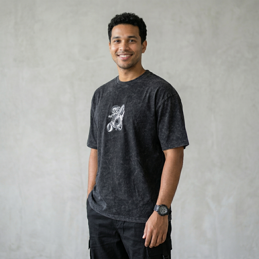 Black Acid Wash Oversized T-shirt