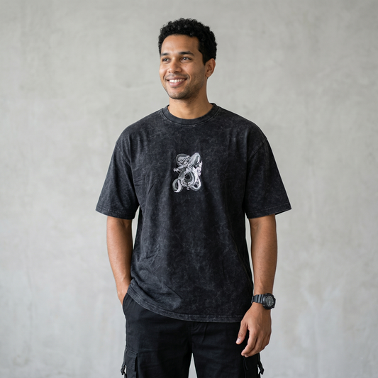 Black Acid Wash Oversized T-shirt