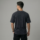 Black Acid Wash Oversized T-Shirt with Skull Chest Print