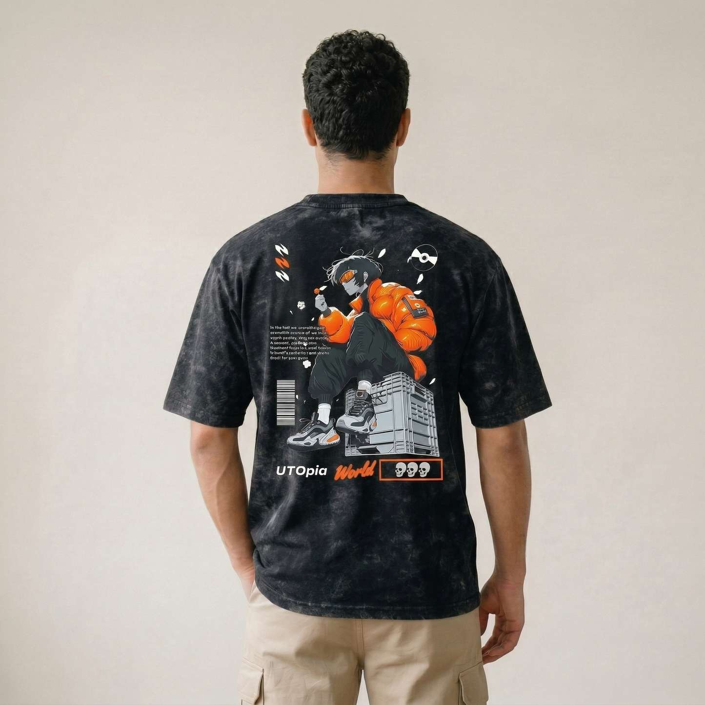 Acid Wash Oversized T-Shirt with Uthopia Back Print