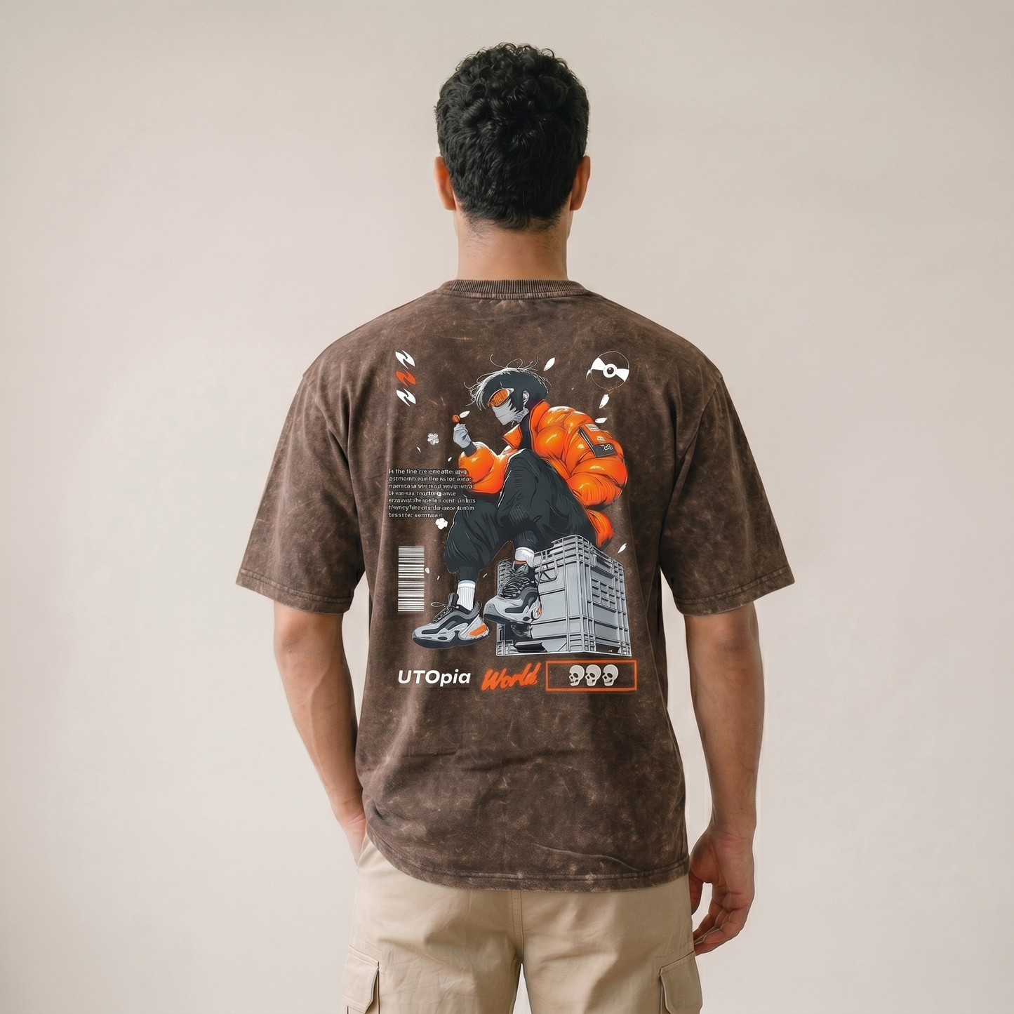 Acid Wash Oversized T-Shirt with Uthopia Back Print