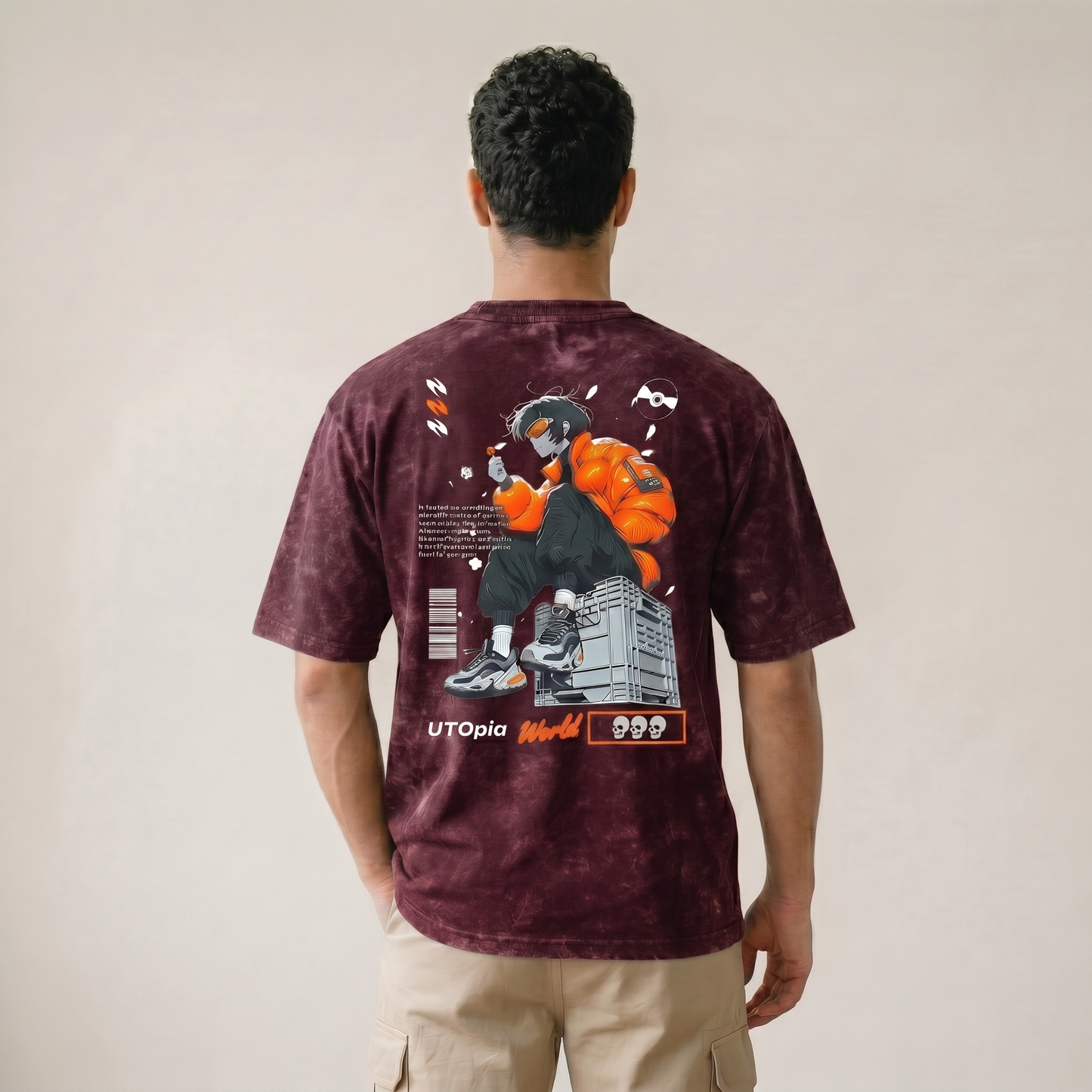 Acid Wash Oversized T-Shirt with Uthopia Back Print