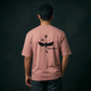 Light Pink Oversized T-Shirt with Dominance Chest Print & Angel Back Graphic