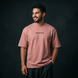 Light Pink Oversized T-Shirt with Dominance Chest Print & Angel Back Graphic