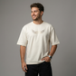 Off White Oversized T-Shirt with Saint Heaven Chest Print & Heaven Back Graphic