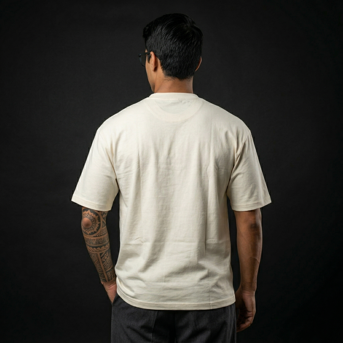 Off White Oversized T-Shirt with Serenity Chest Print
